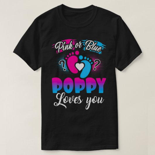 ピンクまたは青のポピー愛Tベビー性発現 Tシャツ (デザイン正面)