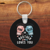 ピンクまたは青の兄弟あなたを愛するボクシングジェンダーrevea キーホルダー (正面)