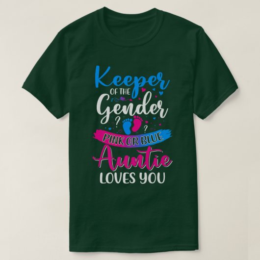ピンクまたは青の叔母がKeeper Gender Reveal Tシャツ (デザイン正面)