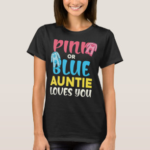 ピンクまたは青の叔母ベビーシャワーベビーパーティー女性世代 Tシャツ