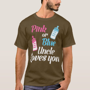 ピンクまたは青の叔父あなたを愛するベビー性別リビールパ Tシャツ