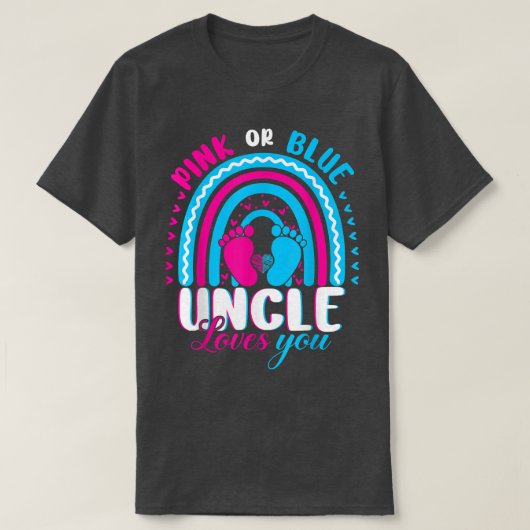 ピンクまたは青の叔父が愛する性別表示パーティーF Tシャツ (デザイン正面)