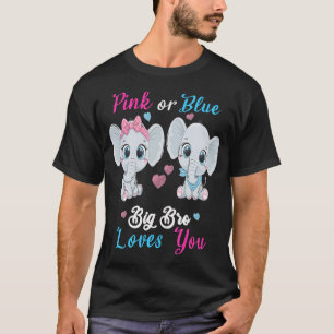 ピンクまたは青の大きなBroあなたを愛する象のベビーゲンド Tシャツ