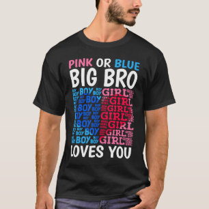 ピンクまたは青の大きなBro愛あなたジェンダーを明かすベビー Tシャツ