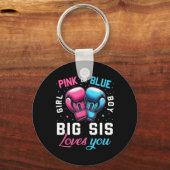 ピンクまたは青の大きなSis愛するボクシングジェンダーrevea キーホルダー (正面)