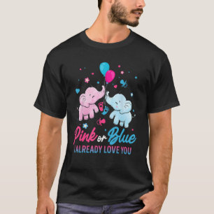 ピンクまたは青の少年または少女の象を表示する性別 Tシャツ