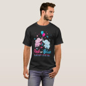 ピンクまたは青の少年または少女の象を表示する性別 Tシャツ (正面フル)