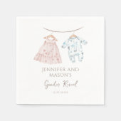 ピンクまたは青の赤ちゃん服ボホジェンダーが明らかにする スタンダードカクテルナプキン (正面)