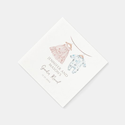 ピンクまたは青の赤ちゃん服ボホジェンダーが明らかにする スタンダードカクテルナプキン (角)