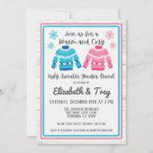 ピンクまたは青の醜いセーターのクリスマスジェンダーが明らかになる 招待状 (正面)