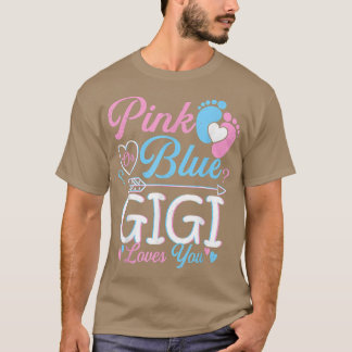 ピンクまたは青Gigiあなたを愛するベビー性別リビール Tシャツ