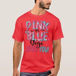 ピンクまたは青Gigi愛あなた絞り染めベビージェンダー Tシャツ