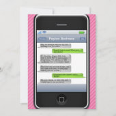 ピンクまたは黒の頭が切れるな電話iParty誕生会 招待状 (正面)