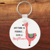 ピンクやる気を起こさせるかわいいユニコーンフラミンゴラマ キーホルダー (正面)