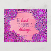 ピンクやる気を起こさせるクガーリーパープルフローラマンダラ ポストカード (正面)