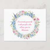 ピンクやる気を起こさせるホワイトブルーフローラリース ポストカード (正面)