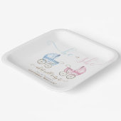 ピンクやブルーのベビーカーが性別を明かす ペーパープレート (傾斜あり)