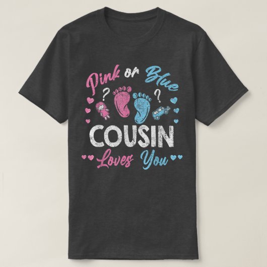 ピンクや青いいとこが愛する性別でヴィンタグを明かす Tシャツ (デザイン正面)