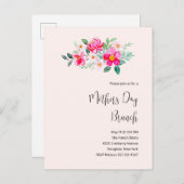 ピンクよくはしゃぐかわいらしの花マザーズデイブランチ インビテーションポストカード (正面/裏面)