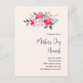 ピンクよくはしゃぐかわいらしの花マザーズデイブランチ インビテーションポストカード (正面)