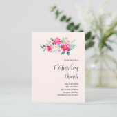 ピンクよくはしゃぐかわいらしの花マザーズデイブランチ インビテーションポストカード (スタンド正面)