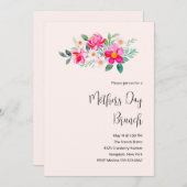 ピンクよくはしゃぐかわいらしの花マザーズデイブランチ 招待状 (正面/裏面)