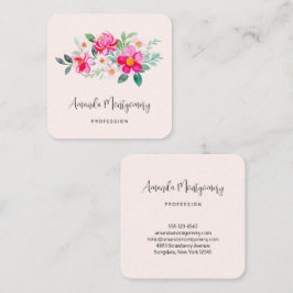 ピンクよくはしゃぐかわいらしの花束 スクエア名刺