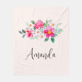 ピンクよくはしゃぐかわいらしの花束 フリースブランケット (正面)