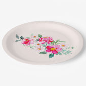 ピンクよくはしゃぐかわいらしの花束 ペーパープレート (アングル)