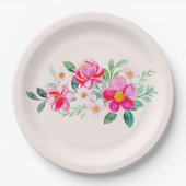 ピンクよくはしゃぐかわいらしの花束 ペーパープレート (正面)