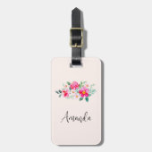 ピンクよくはしゃぐかわいらしの花束 ラゲッジタグ (正面縦)