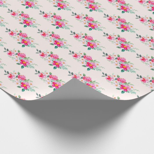 ピンクよくはしゃぐかわいらしの花束 ラッピングペーパー (角)
