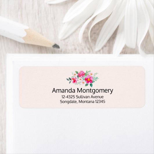 ピンクよくはしゃぐかわいらしの花束 ラベル (インサイチュ)