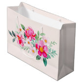 ピンクよくはしゃぐかわいらしの花束 ラージペーパーバッグ (正面アングル)