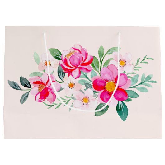 ピンクよくはしゃぐかわいらしの花束 ラージペーパーバッグ (裏面)