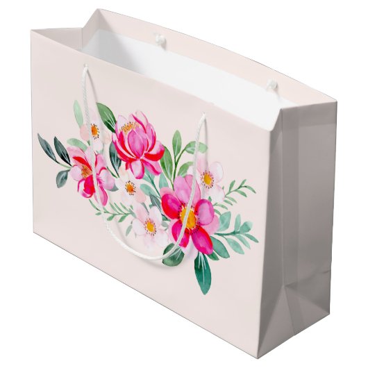 ピンクよくはしゃぐかわいらしの花束 ラージペーパーバッグ (裏面アングル)