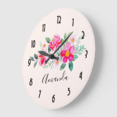 ピンクよくはしゃぐかわいらしの花束 ラージ壁時計 (傾斜)