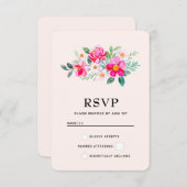 ピンクよくはしゃぐかわいらしの花束 出欠カード (正面/裏面)