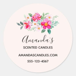 ピンクよくはしゃぐかわいらしフラワーブーケ事業 ラウンドシール