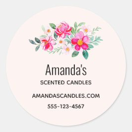ピンクよくはしゃぐかわいらしフラワーブーケ事業 ラウンドシール