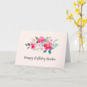 ピンクよくはしゃぐかわいらしフラワーブーケ誕生日 カード (黄色い花)