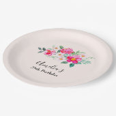 ピンクよくはしゃぐかわいらしフラワーブーケ誕生日 ペーパープレート (アングル)