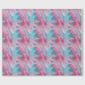 ピンクよくはしゃぐとターコイズの液体抽象芸術パターン ラッピングペーパー (フラット)