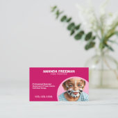 ピンクよくはしゃぐと白の顔画家 名刺 (スタンド正面)