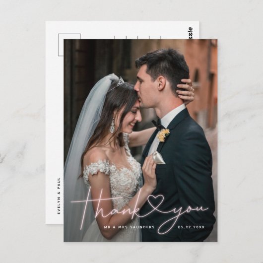 ピンクよくはしゃぐのネオンスク結婚リプトの写真 ポストカード (正面/裏面)