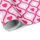 ピンクよくはしゃぐのリボンハート行 ラッピングペーパー (ロールコーナー)