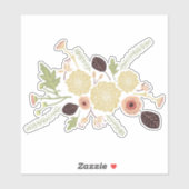 ピンクよくはしゃぐの茶色のモチーフを投げた花 シール (シート)