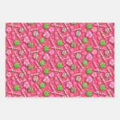 ピンクよくはしゃぐカラフルとグリーンのキャンディデザイン ラッピングペーパーシート (正面3)