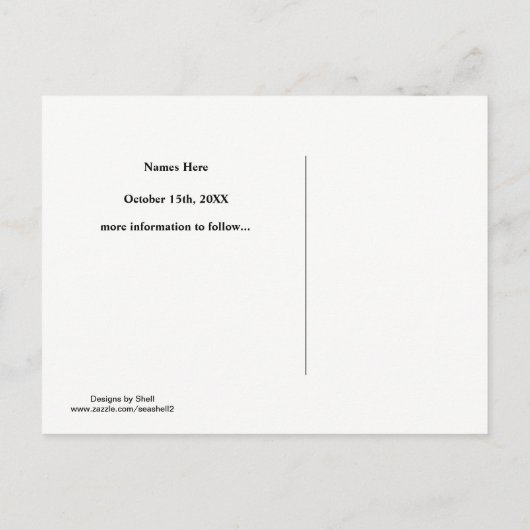 ピンクよくはしゃぐハート日付の保存 案内ポストカード (裏面)