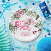 ピンクよくはしゃぐプールパーティーガール誕生日 ペーパープレート (パーティー)